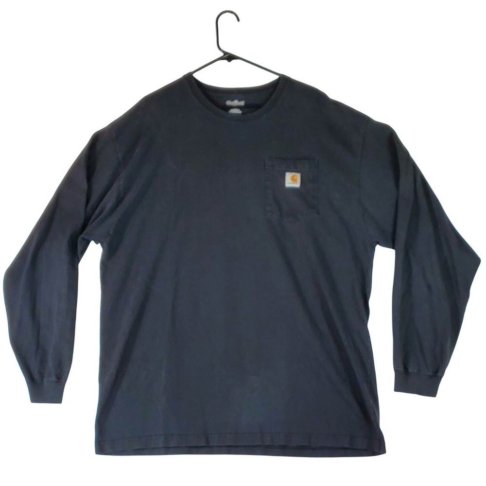 Carhartt K126‎ BLK Tall XL Long Sleeve Work T Shirt Pocket Black Mens